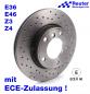 Preview: Gelochte Bremsscheiben vorne (2 Stck) mit ECE-Zulassung für BMW E36, E46, Z3, Z4 E85   Ø 286 x 22mm