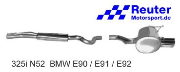 BMW E90 / E91 / E92 / E93  323i (140 kW) / 325i (155 kW)(160 kW) / 330i (200 kW) Komplettanlage mit 2 x 76 mm (NUR für N52 Motoren !)