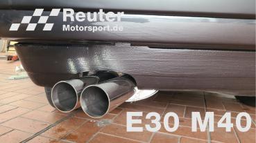 BMW E30 316i M40 / 318i M40  Komplettanlage 2x 70mm  incl. Anschlussrohr (2-Loch Flansch) Reuter Motorsport CLASSIC-​Artikel