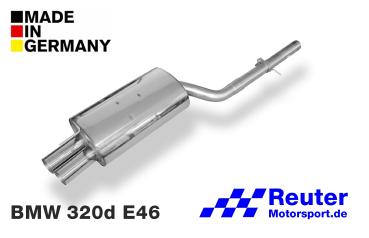 BMW E46 320d 100 kW / 110 kW  Endschalldämpfer Edelstahl Endrohr 2x70mm
