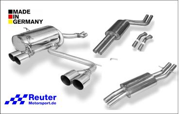 BMW E46 320i, 325i, 330i M54  Sport-Auspuffanlage Edelstahl mit 4x 90mm im "M3 E46 Look" (enger Rohrabstand)