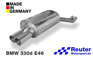 BMW E46 330d / 330xd 135 kW / 150 kW  Endschalldämpfer Edelstahl Endrohr 2x70mm