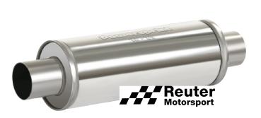 Edelstahl Motorsport-Schalldämpfer universal mit Anschluss-Durchmesser 65mm / Länge 350mm
