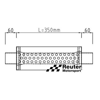Edelstahl Motorsport-Schalldämpfer universal mit Anschluss-Durchmesser 89mm / Länge 350mm
