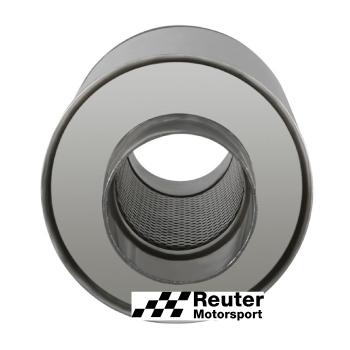Preview: Edelstahl Motorsport-Schalldämpfer universal mit Anschluss-Durchmesser 89mm / Länge 450mm