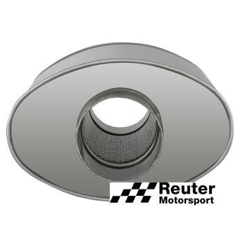 Edelstahl Motorsport-Schalldämpfer universal mit Anschluss-Durchmesser 60mm / Länge 450mm oval