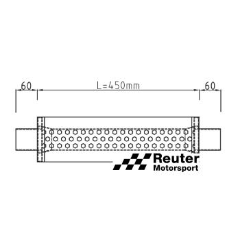 Edelstahl Motorsport-Schalldämpfer universal mit Anschluss-Durchmesser 76mm / Länge 450mm oval