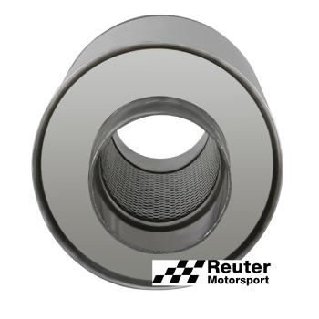 Preview: Edelstahl Short-Box Motorsport-Schalldämpfer universal mit Anschluss-Durchmesser 60mm / Länge 250mm