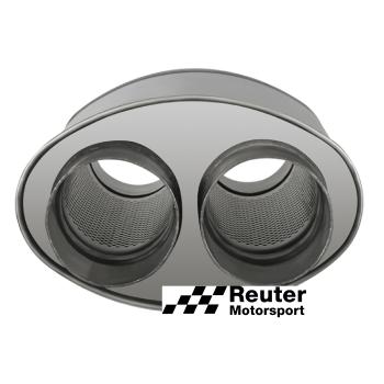 Edelstahl Short-Box Motorsport-Schalldämpfer universal mit Anschluss-Durchmesser 2x 76mm / Länge 250mm