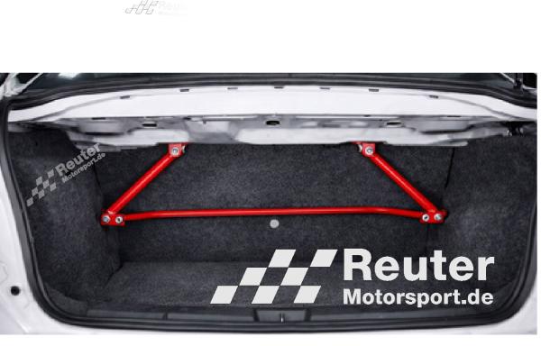 BMW E46 Coupe, Limousine, incl. M3 Motorsport Verstärkung für Heck / Kofferraum / Torsions-Versteifung Version "uBrace" (ohne Bohren !)