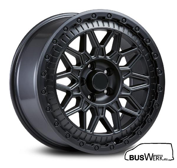 8x18 ET50 mattschwarz BusWerk ROX Offroad / Allterrain Satz (4 Stck.) Alu-Felgen mit ABE für VW T5, T6 und T6.1