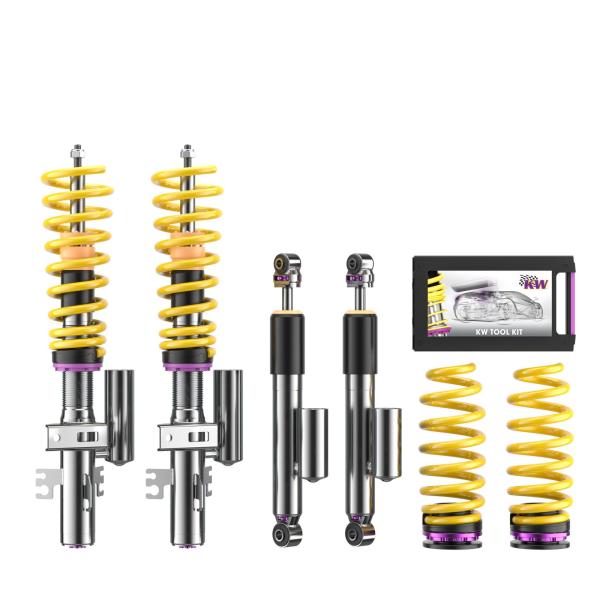 VW T5 / T6 / T6.1 KW Gewindefahrwerk Variante 3 Leveling INOX (mit Federbeinklemmung) inkl. Stilllegung f. elektr. Dämpfer