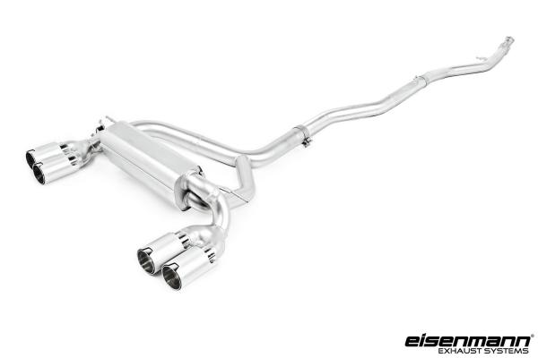 EISENMANN BMW F87 M2 (272 kW) - Schaltgetriebe / ER gerader Abschnitt, Farbe Chrom/Aluminium gebuerstet Anschlussrohr + Endschalldaempfer  4 x 90 mm