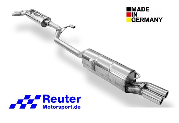 BMW E28 520i ohne Kat 96 kW Sport-Endschalldämpfer mit Endrohre 2x63mm und Vorschalldämpfer Edelstahl
