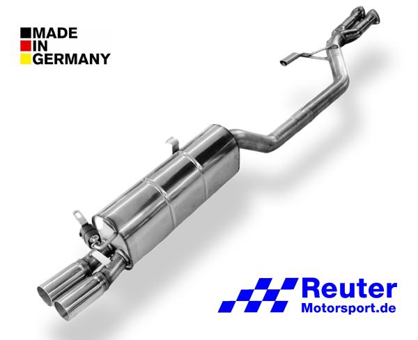 BMW E28 535i Kat 160 kW Sport-Endschalldämpfer mit Endrohre 2x63mm und Rohr bis Kat Edelstahl