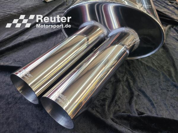 BMW E30 318is M42 Edelstahl-Endschalldämpfer 2x70mm  Reuter Motorsport CLASSIC-​Artikel