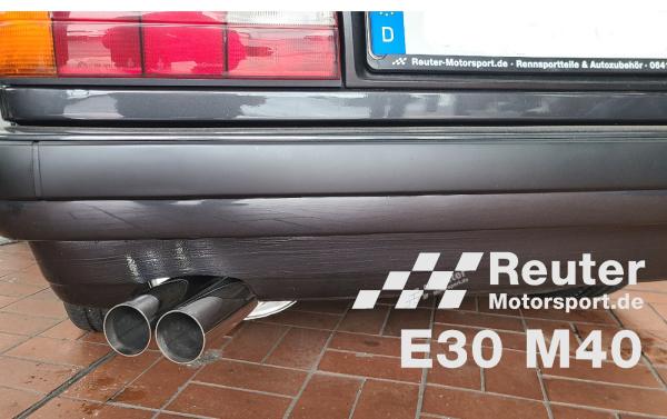 BMW E30 316i M40 / 318i M40  Komplettanlage 2x 70mm  incl. Anschlussrohr (2-Loch Flansch) Reuter Motorsport CLASSIC-​Artikel