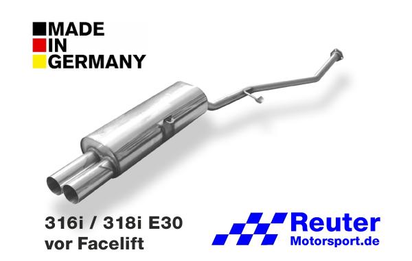 BMW E30 316i / 318i bis 9/87 (vor Facelift) Endschalldämpfer ab Kat Edelstahl mit Endrohr 2x76mm