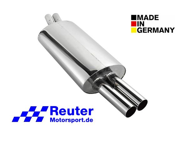 BMW M3 E30 2,3l (143 kW)(148 kW) /  2,5l (158 kW) S14 Endschalldämpfer  2 x 70 mm (Reuter Motorsport CLASSIC-Auspuff)