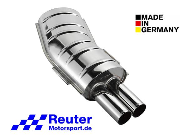 BMW E36 320i (110 kW) / 323i (125 kW) Endschalldämpfer  2 x 70 mm+ (Reuter Motorsport CLASSIC-Auspuff)