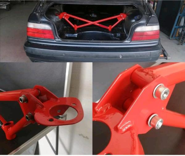 BMW E36 Coupe + Limousine incl. M3 Motorsport Verstärkung für Heck / Kofferraum / Torsions-Versteifung Version 1 für Modelle mit Innenverkleidung