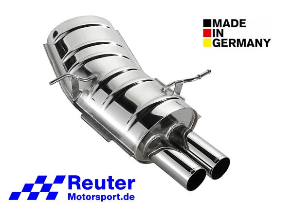 BMW E46 320i/ci (125 kW)[M54] / 325i/ci (141 kW)[M54]  /  330i/ci (170 kW)[M54] Endschalldaempfer  2 x 76 mm+ (Reuter Motorsport CLASSIC-Auspuff)