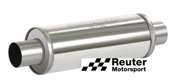 Edelstahl Motorsport-Schalldämpfer universal mit Anschluss-Durchmesser 89mm / Länge 350mm