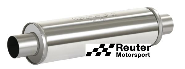 Edelstahl Motorsport-Schalldämpfer universal mit Anschluss-Durchmesser 89mm / Länge 450mm