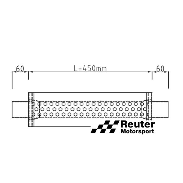 Edelstahl Motorsport-Schalldämpfer universal mit Anschluss-Durchmesser 89mm / Länge 450mm
