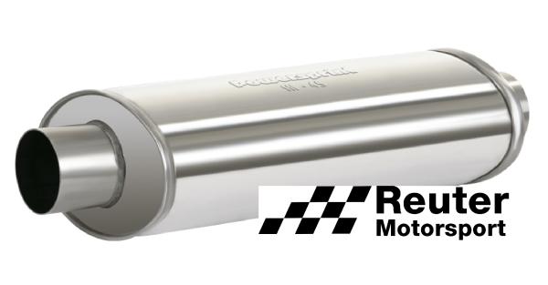 Edelstahl Motorsport-Schalldämpfer universal mit Anschluss-Durchmesser 70mm / Länge 450mm oval