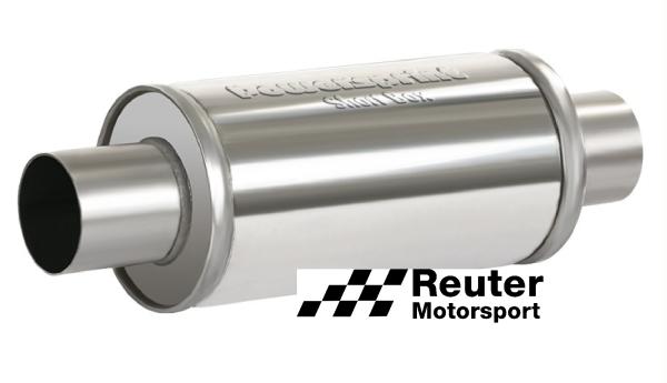 Edelstahl Short-Box Motorsport-Schalldämpfer universal mit Anschluss-Durchmesser 76mm / Länge 250mm