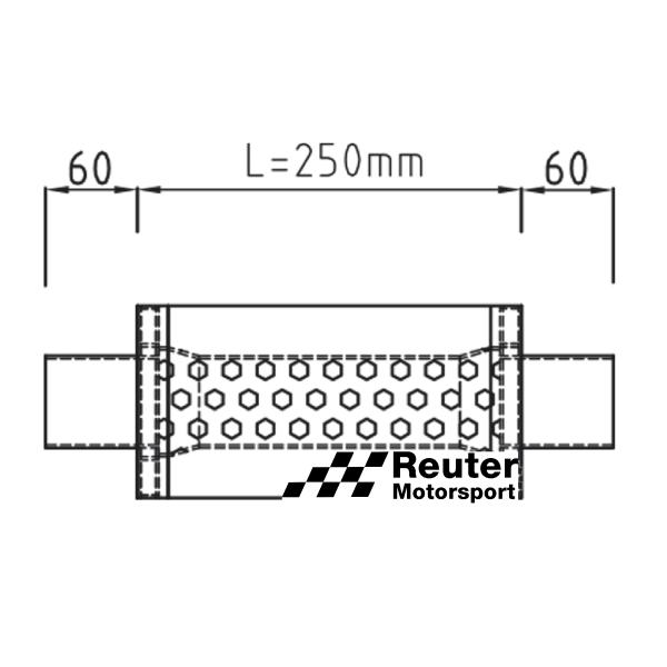 Edelstahl Short-Box Motorsport-Schalldämpfer universal mit Anschluss-Durchmesser 60mm / Länge 250mm