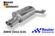 BMW E46 330d / 330xd 135 kW / 150 kW  Endschalldämpfer Edelstahl Endrohr 2x70mm