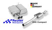BMW E46 316ti, 318ti, 325ti Compact Vorschalldämpfer und Endschalldämpfer Edelstahl mit Endrohr 2x76mm