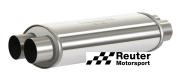 Edelstahl Motorsport-Schalldämpfer universal mit Anschluss-Durchmesser 2x 70mm / Länge 450mm